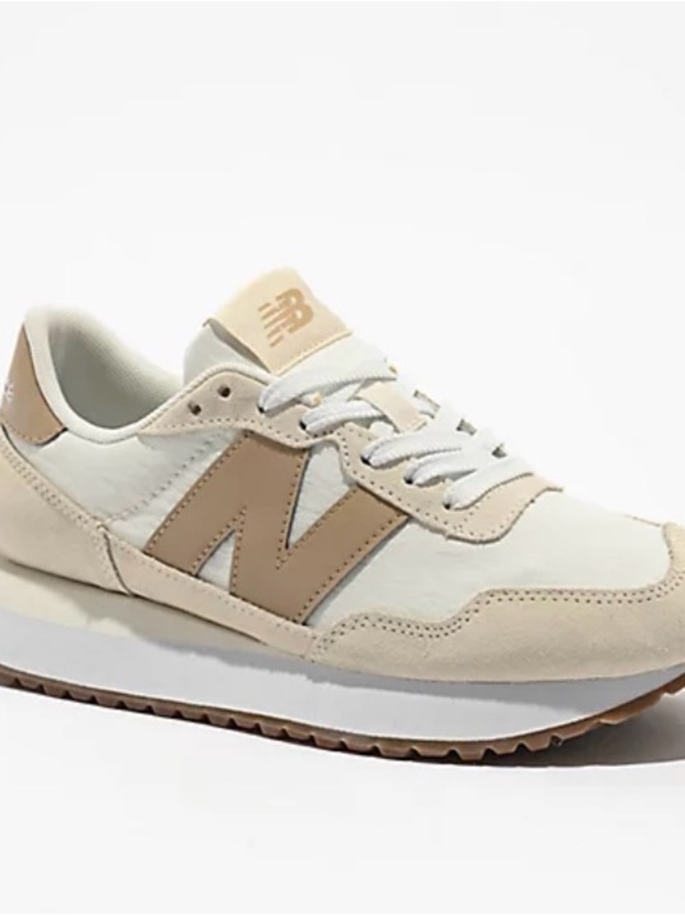 New Balance Cream and Tan Retro Runner Sneakers